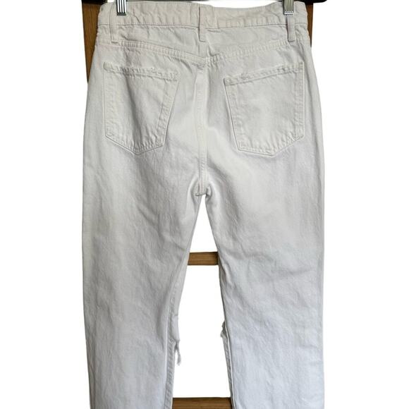 Frame Denim Le Jane Crop Jeans Distressed Straight Leg High Rise White Size 27 - Picture 13 of 13